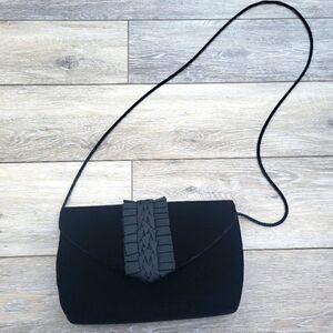 Vintage Carla Marchi shoulder hand bag black velvet